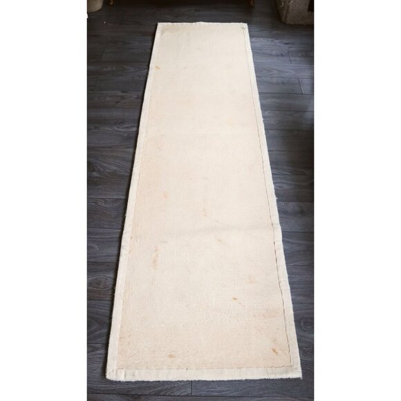 Vintage Floral Hooked Rug 94" X 27" Rectangular Accent Carpet With Beige Backing - Picture 4 of 5